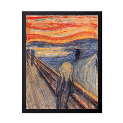 Poster Master Vintage Munch Poster - Retro Expressionism Print - Gift for Artist, Housewarming - The Scream, Classic, Abstract - Wall Decor for Home, Living Room, 16x20 Black Framed