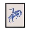 Poster Master Cowboy on Bucking Horse Poster - Retro Blue Cowboy Print - Western Design - Rodeo Art - Wild West Artwork - Gift for Him & Her - Dorm, Office or Living Room Decor - 11x14 Black Framed view 1