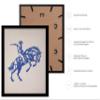 Poster Master Cowboy on Bucking Horse Poster - Retro Blue Cowboy Print - Western Design - Rodeo Art - Wild West Artwork - Gift for Him & Her - Dorm, Office or Living Room Decor - 11x14 Black Framed view 2