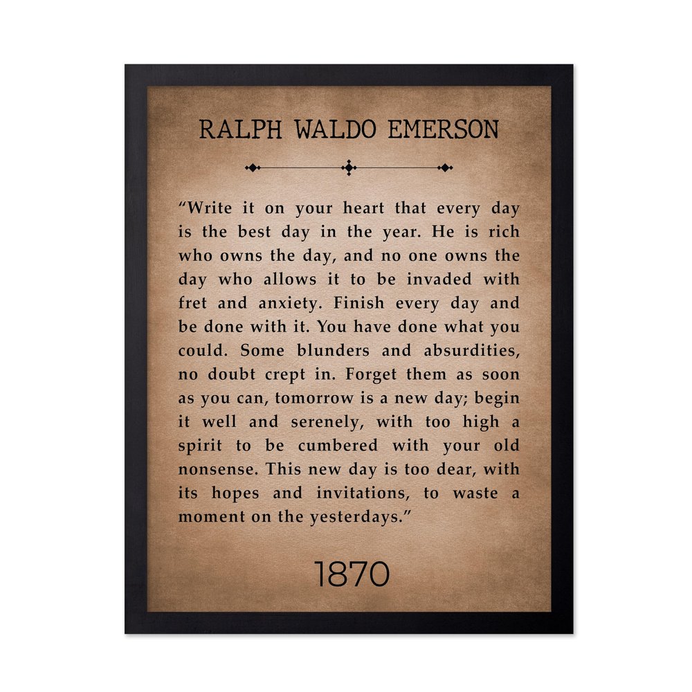 Poster Master Ralph Waldo Emerson Poster - Write it On Your Heart Print - Motivational Quote Art - Inspiring Gift for Men, Women - Typography Decor for Bedroom, Living Room, 16x20 Black Framed
