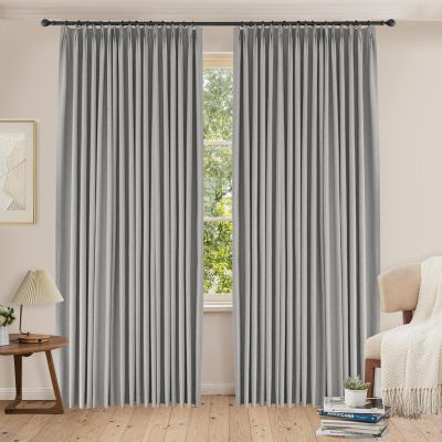 100% Blackout Curtains for Bedroom, Living Room 84 inches Long, Elegant Darkening Pinch Pleat Drapes, Thermal Insulated Curtain Panels for Sliding Glass Door,84"W x 84"H, Set of 2 Panels, Light Grey