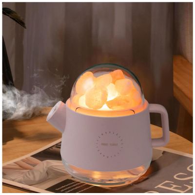 AKYLDI Teapot Humidifiers for Bedroom Cute, 360ml Humidifiers for Plants Indoor, Crystal Salt 7 color LED Lamp Rechargeable Humidifier for Small Bedroom, Kids Rooms or office,Pink