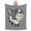 Cool Pug Head Throw Blanket 40"x30" Soft Cozy Lightweight Blanket Fuzzy Blanket for Couch Bed Sofa view 4