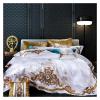 GLAMDIA Bed, 4pcs Luxury Cotton Bedding Set Duvet Cover Sheet Pillowcase King Queen Size White, MM-102 view 1