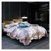GLAMDIA Bed, 4pcs Luxury Cotton Bedding Set Duvet Cover Sheet Pillowcase King Queen Size White, MM-102 view 2