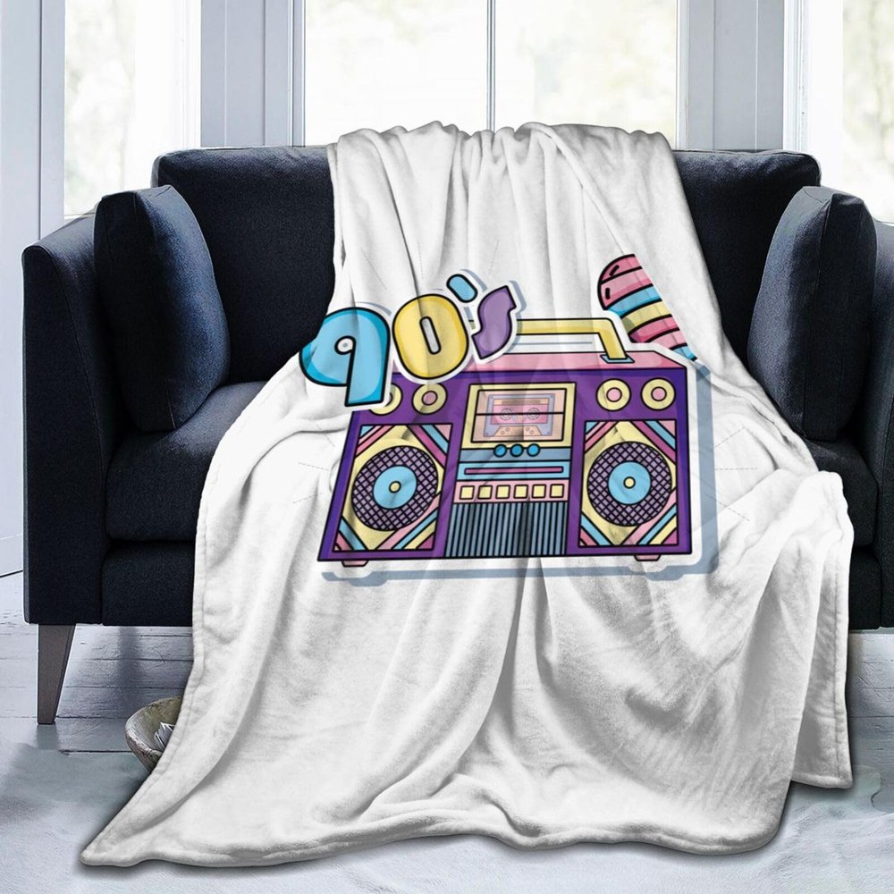 90s Cartoon Radio Throw Blanket 50"x40" Soft Cozy Lightweight Blanket Fuzzy Blanket for Couch Bed Sofa