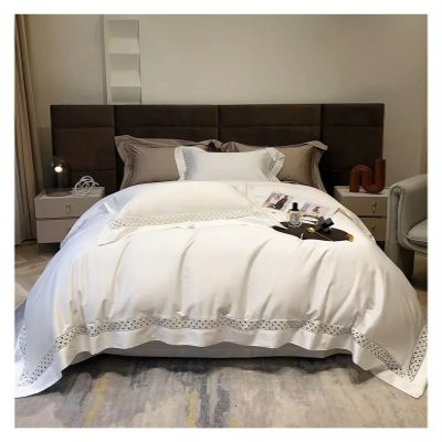ADovz Luxury 4 Pieces Cotton Four-Piece Set Pure Cotton All Cotton Lace Hollow Quilt Cover Bed Sheet Bedding,Bed Sheets, King, FH-762