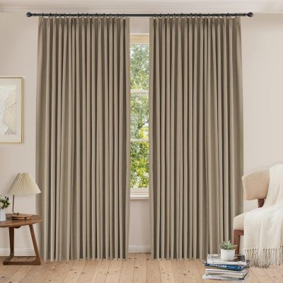 100% Blackout Curtains for Bedroom, Living Room 72 inches Long, Elegant Darkening Pinch Pleat Drapes, Thermal Insulated Curtain Panels for Sliding Glass Door,200"W x 72"H, Set of 2 Panels, Brown