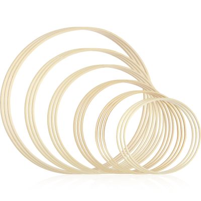 UKQRRTC 18Pcs Bamboo Rings Set 6 Sizes Bamboo Floral Hoop Multipurpose Bamboo Wreath Smooth Craft Hoop for DIY Dream Catcher Wedding Wreath Decor (15cm 18cm 20cm 23cm 26cm 30cm)