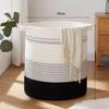 JITEM Cesto Tall Laundry Basket Large Hand Woven Cotton Rope Laundry Hamper w/Handles Decorative Storage Basket Household Toy Storage Bucket for Dirty Clothes Dorm Washing Bin, 40x46cm, Grey view 2
