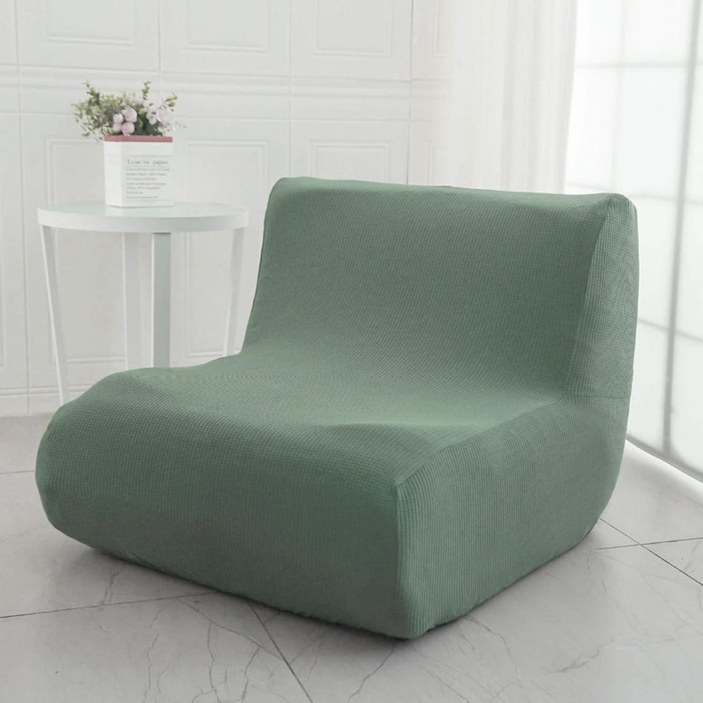 Fireside Sofa Cover,Stretch Armless Lounge Chaise Slipcover Lazy Floor Sofa Couch Furniture Protector Bean Bag Couch Cover with Elastic Bottom for Living Room Bedroom.Jacquard Fabric (Bean green)