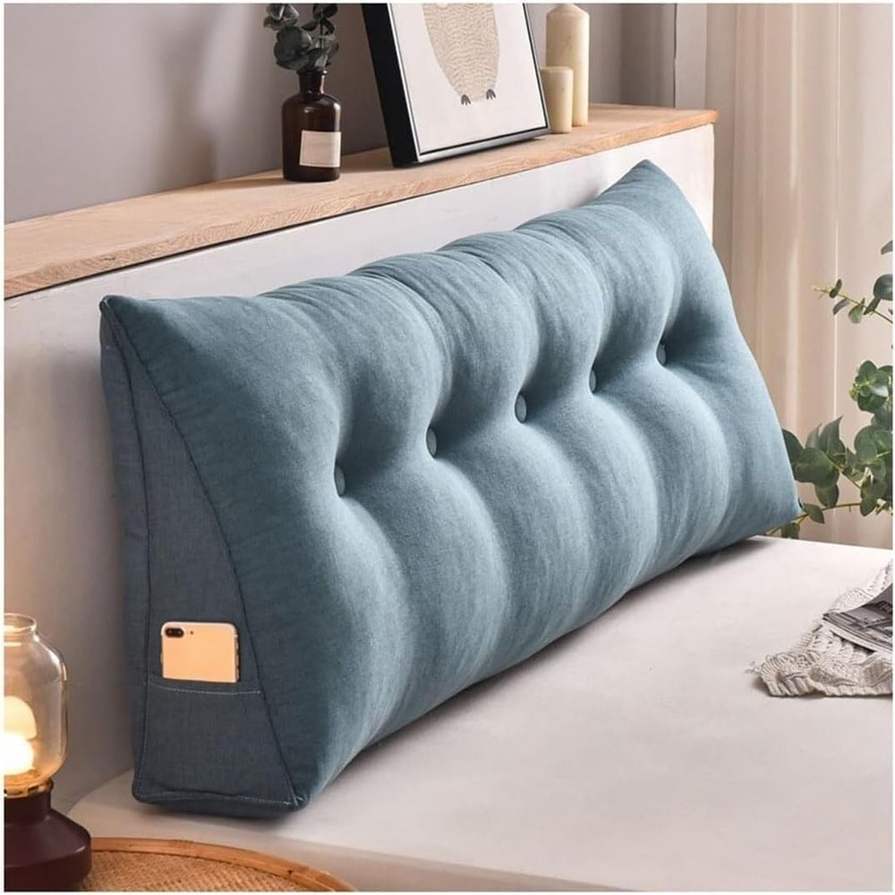 SDTREUU Triangle Headboard Pillow Wedge Headboard Pillow Gap Headboard Pillow Double Bed Pillow Large Cushion Reading Pillow Side Pocket Backrest Pillow (Color : G, Size : 59x20x8inches)