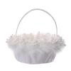 BEIJIALY Wedding Flower Girl Basket with Ostrich Fluff and Lace Flowers, Wedding Flower Basket with Handle, Flower Baskets for Wedding, Romantic Wedding Baskets for Flower Girls(White) view 1