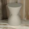 Benjara Niya 17" Side End Table- Round Top- Pedestal Base- Indoor Outdoor- Gray view 2
