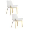 Benjara Fuma 23" Dining Accent Chair Set of 2- Tufted- White Faux Leather- Gold view 1