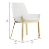Benjara Fuma 23" Dining Accent Chair Set of 2- Tufted- White Faux Leather- Gold view 3