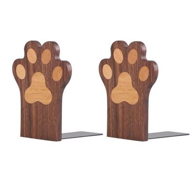 LEIXIUSM Book End Cat Decorative Bookends, Wood Paws Bookends,Nature Coating,Decorative Bookend Book Stoppers (Color : B, Size : 5.7 * 4.6 * 4.2in)