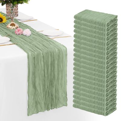 20 Pack Sage Green Cheesecloth Table Runner Gauze Rustic Sheer 35 x 70 inch Sage Cheese Cloth Table Runners for Wedding Party Bridal Shower Decor