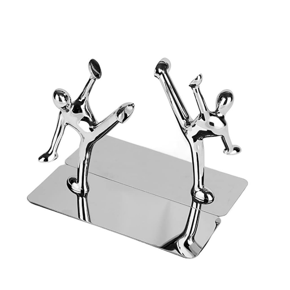 LEIXIUSM Book End Heavy Duty Stainless Steel Man Bookends,Nonskid Bookends Art Bookend,Decorative Bookends Book Stoppers
