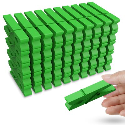 50PCS Colored Wooden Clothespins, 2.9inch Green Clothes Pins for Clip Pictures Photos Decorative, Small Colorful Wood Decoration Closepins Clips