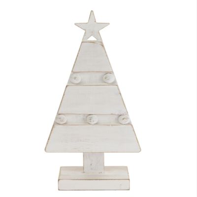 Boston International Christmas Tree for Tabletop Mantel Shelf Winter Holiday Decorations for Home, Small, White Beaded Tree
