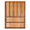 Bellsal Bamboo Silverware Organizer, 12"x15.7" Utensil Holder Cutlery Tray with Grooved Drawer Dividers for Kitchen Flatware, Bedroom, Office (7 Slot, Acacia) view 1