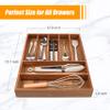 Bellsal Bamboo Silverware Organizer, 12"x15.7" Utensil Holder Cutlery Tray with Grooved Drawer Dividers for Kitchen Flatware, Bedroom, Office (7 Slot, Acacia) view 3