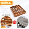 Bellsal Bamboo Silverware Organizer, 12"x15.7" Utensil Holder Cutlery Tray with Grooved Drawer Dividers for Kitchen Flatware, Bedroom, Office (7 Slot, Acacia) view 4