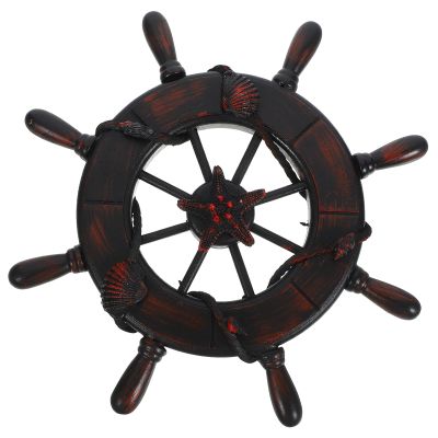 Homoyoyo Rustic Wheel Rudder Wall Decor Marine Beach Hanging Ornaments Decorative Pirate Boat Steering Wheel Coastal Theme Home Decoration