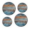 Vintage Teal Turquoise Wood Grain Design Set of 4 Stove Burner Covers - Premium Round Electric Stove Range Protectors,8 IN & 10 IN view 1