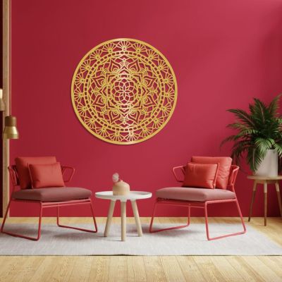 Kewhush Metal Mandala Wall Art, Lotus Flower Wall Decor, Gold 1, 24"x24" (60x60 cm), Modern Wall Hanging Decor for Living Room
