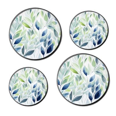 Tropical Plants Green Leaves Painting Set of 4 Stove Burner Covers - Premium Round Electric Stove Range Protectors,8 IN & 10 IN