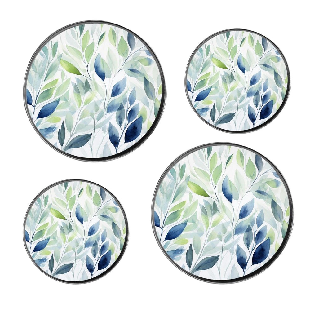 Tropical Plants Green Leaves Painting Set of 4 Stove Burner Covers - Premium Round Electric Stove Range Protectors,8 IN & 10 IN