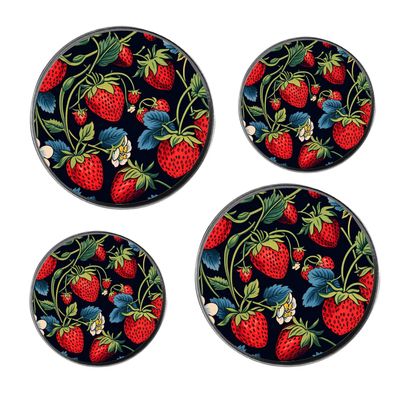 Strawberry Fruits Image Set of 4 Stove Burner Covers - Premium Round Electric Stove Range Protectors,8 IN & 10 IN