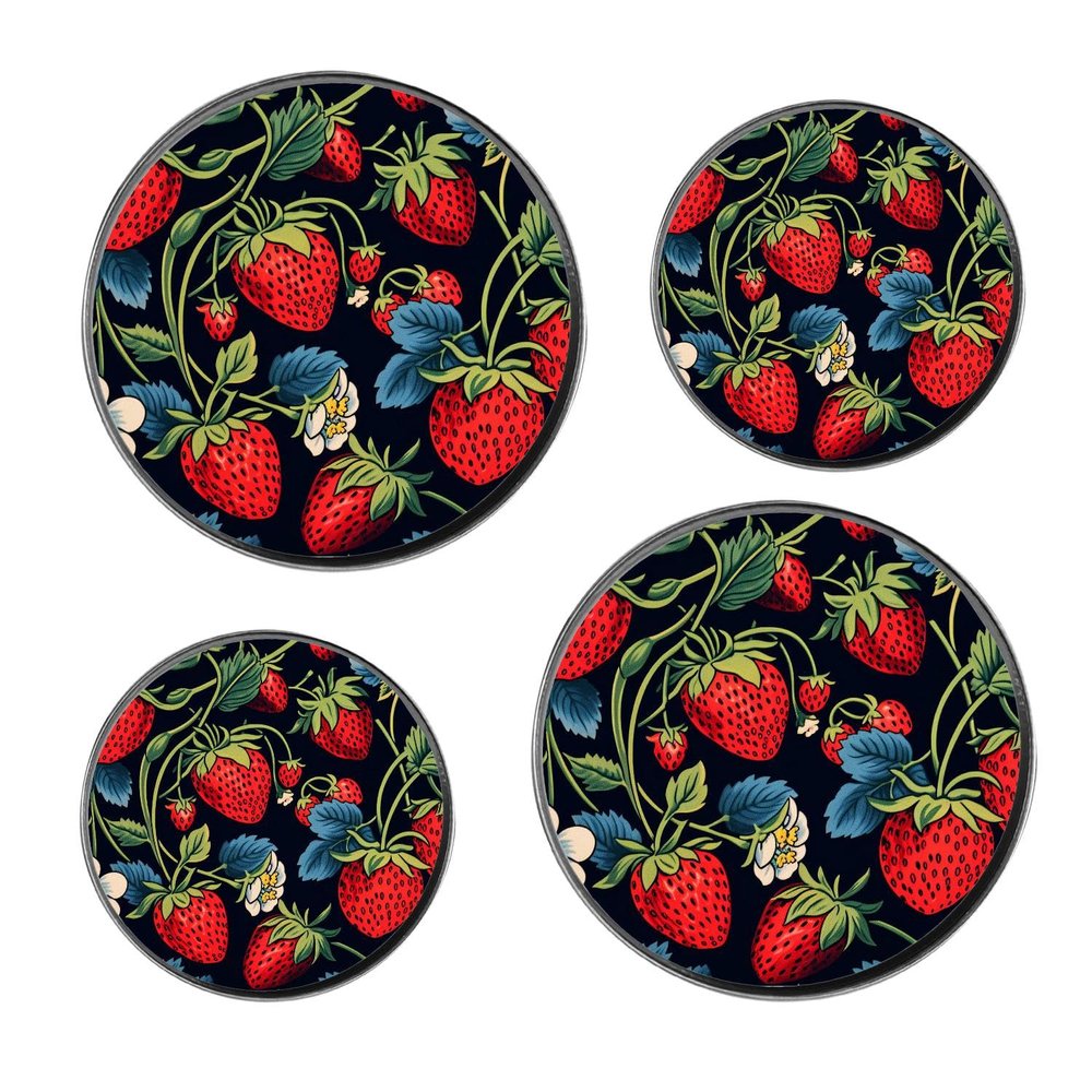 Strawberry Fruits Image Set of 4 Stove Burner Covers - Premium Round Electric Stove Range Protectors,8 IN & 10 IN