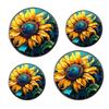 Sunflower Green Leaves Teal Beautiful Set of 4 Stove Burner Covers - Premium Round Electric Stove Range Protectors,8 IN & 10 IN view 1