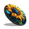 Sunflower Green Leaves Teal Beautiful Set of 4 Stove Burner Covers - Premium Round Electric Stove Range Protectors,8 IN & 10 IN view 2