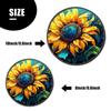 Sunflower Green Leaves Teal Beautiful Set of 4 Stove Burner Covers - Premium Round Electric Stove Range Protectors,8 IN & 10 IN view 3