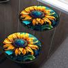 Sunflower Green Leaves Teal Beautiful Set of 4 Stove Burner Covers - Premium Round Electric Stove Range Protectors,8 IN & 10 IN view 4