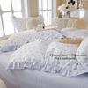 AMZTOP Blue Floral Duvet Cover Twin 100% Cotton with Ruffle, Teen Girls Flower Comforter Cover with Zipper Closure, 3 Pcs Romantic Aesthetic Bedding Sets 68"x86" view 2