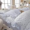 AMZTOP Blue Floral Duvet Cover Twin 100% Cotton with Ruffle, Teen Girls Flower Comforter Cover with Zipper Closure, 3 Pcs Romantic Aesthetic Bedding Sets 68"x86" view 3