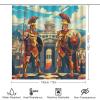 FBMLBRB Brebasf Abstract Boho Spartan Warrior Print 4 Pcs Waterproof Shower Curtain Set,Modern Painting Art Greek Landscape Ancient Temple Architecture with Waterproof Toilet Cover Shower Mat Rugs view 2