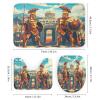 FBMLBRB Brebasf Abstract Boho Spartan Warrior Print 4 Pcs Waterproof Shower Curtain Set,Modern Painting Art Greek Landscape Ancient Temple Architecture with Waterproof Toilet Cover Shower Mat Rugs view 3