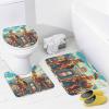 FBMLBRB Brebasf Abstract Boho Spartan Warrior Print 4 Pcs Waterproof Shower Curtain Set,Modern Painting Art Greek Landscape Ancient Temple Architecture with Waterproof Toilet Cover Shower Mat Rugs view 4