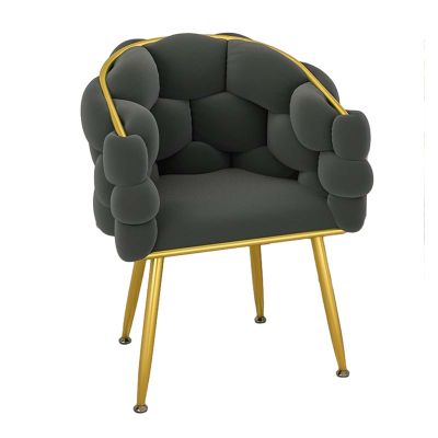 Mid-Century Modern Dinning Chairs, Tufted Dining Chairs with Metal Legs, Kitchen Dining Room Chairs, Comfortable Upholstered Seat Chairs, Ideal for Living Room, Bedroom (Dark Gray)