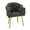 Mid-Century Modern Dinning Chairs, Tufted Dining Chairs with Metal Legs, Kitchen Dining Room Chairs, Comfortable Upholstered Seat Chairs, Ideal for Living Room, Bedroom (Dark Gray) view 1