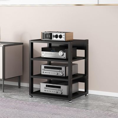 4-Tier Media Stand Audio/Video Component Cabinet with Wooden Shelf, Modern TV Cabinet CD Player Stand Stereo Rack Multi-Function Open Storage Cabinet for Home/Office/Theater (Color : A, Size : 50x40