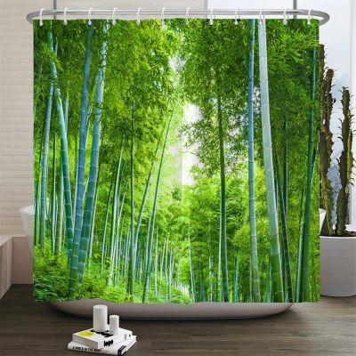 HNBFKD Green Plant Bamboo Scenery Bathroom Curtain Shower Curtains Bath WC Accessories Home Bathroom Bath Shower Curtains Decor 54x80in(WxH)/137x203cm