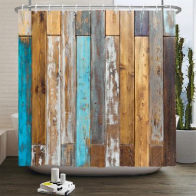 HNBFKD Colorful Wood Grain Bath Fabric Shower Curtain with Hooks Bathroom Decoration Bathtub Curtains Art Decor Bath-Tub Curtains 54x80in(WxH)/137x203cm