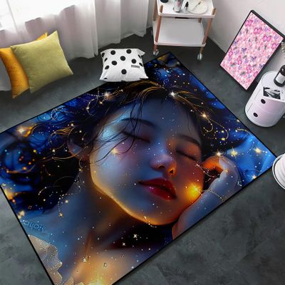 Princess Rugs - Teen Girls Rugs for Girls Bedroom, Cute Kids Room Decor Carpet Blue Princess Theme Bedroom for Living Playing Room Kids Play Rug 2.5x4 Feet